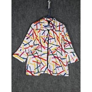 Ali Miles Women's Abstract Print Zipper‎ Front Jacket Size M Designer Boho Chic